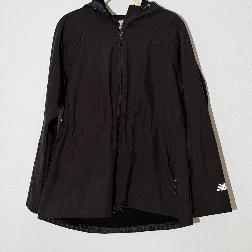 New Balance Soft Shell Black Fleece Lined Jacket with Hood.